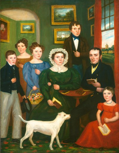Portrait of an Unknown Family with a Terrier by British 19th Century