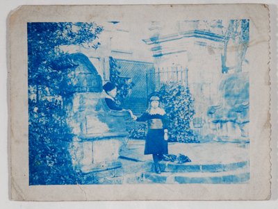 Elaine and Lancelot Grimshaw at the Gates of Knostrop Hall by British Photographer