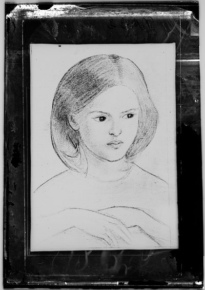 Glass Plate Negative of "Head of a Girl" by British Photographer