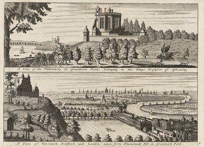 A view of the Observatory in Greenwich Park... A view of Deptford and London taken from Flamsteed Hill in Greenwich Park, c.1750 by British School