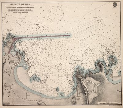 Alderney Harbour, Plan of Breakwater and Admiralty Property by British School