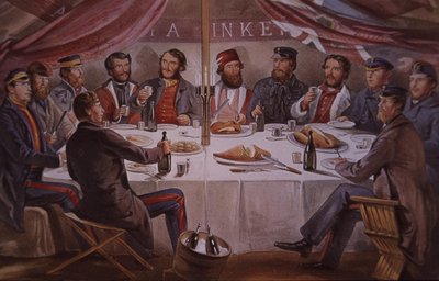 Christmas dinner during Crimean War, British and allied officers before Sebastopol by British School