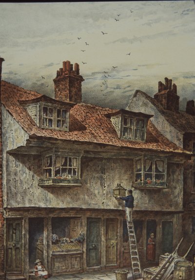 Houses on Saffron Hill, London, between Holborn and Clerkenwell, c.1883 by British School