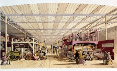 Industrial Revolution: Internal View of the Farm Machinery Pavilion at the Crystal Palace, Built by Joseph Paxton for the 1851 World Exposition in London by British School