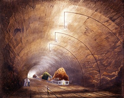Industrial Revolution: Railway Tunnel on the Manchester - Liverpool Line. Plate from 