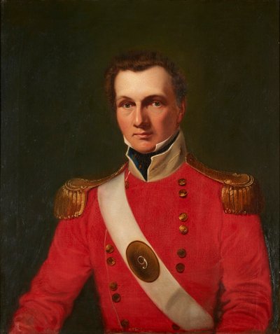 Portrait of a Gentleman in a Red Military Jacket by British School