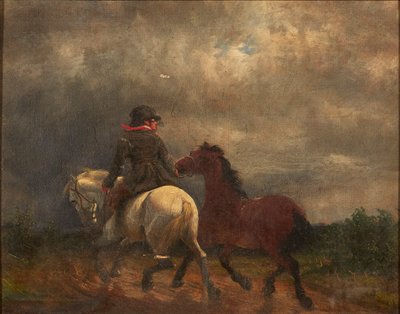 Rider With Two Horses by British School