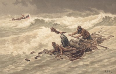 Sailors Cling on to Wreckage at Sea by British School