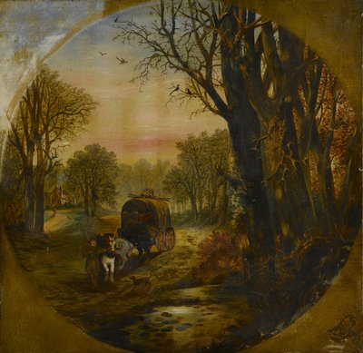 Wooded Landscape with Waggon, mid-19th century by British School