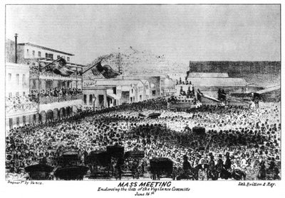 A mass meeting outside Fort Vigilant, Sacramento, California by Britton and Rey
