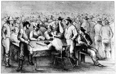 Gambling in the Mines, Monte, California by Britton and Rey