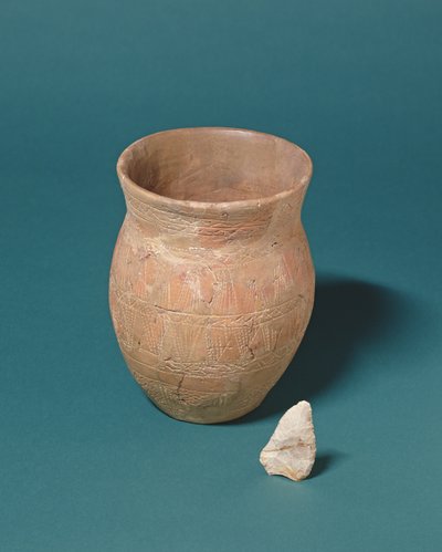 Beaker Pot and Flint Knife Found Accompanying a Burial at Barnwood, Gloucestershire, c.2000 BC by Bronze Age