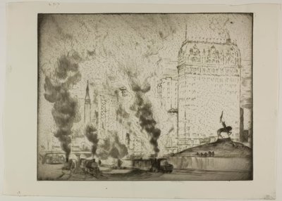 Chicago - Logan Monument by Bror Julius Olsson Nordfeldt