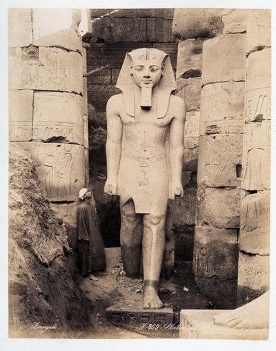 A Statue of Ramses in Luxor - photograph by the Zangali brothers, late 19th century by Brothers Zangaki