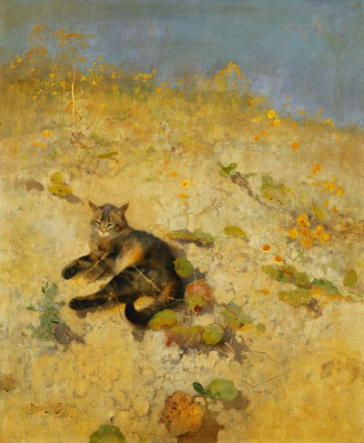 A Cat Basking in the Sun by Bruno Andreas Liljefors