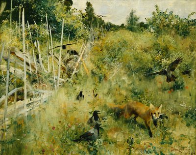 A Fox Taking a Crow by Bruno Andreas Liljefors