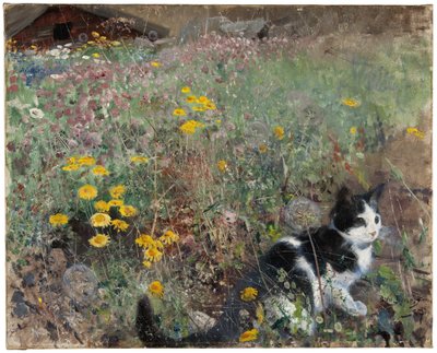 Cat on a Flowery Meadow by Bruno Andreas Liljefors