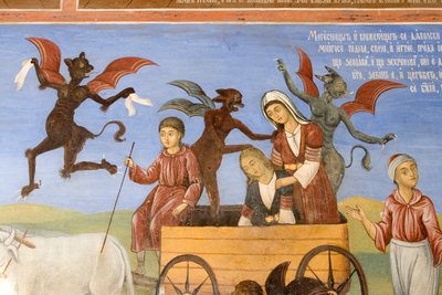 Bulgaria, Rila Monastery, Fresco at Church of Nativity of Virgin by Bulgarian School