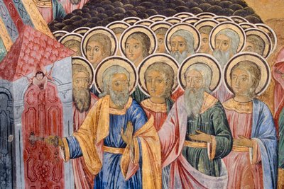 Bulgaria, Rila Monastery, Fresco at Church of Nativity of Virgin by Bulgarian School