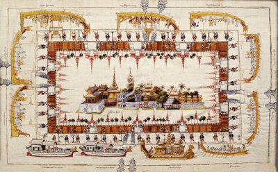 Cloth with View of the Mandalay Palace by Burmese School