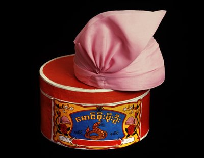 Hat and hat box by Burmese School