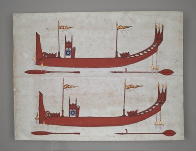 Royal Barges and Boats by Burmese School