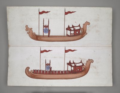 Royal Barges and Boats by Burmese School