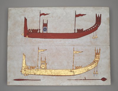 Royal Barges and Boats by Burmese School