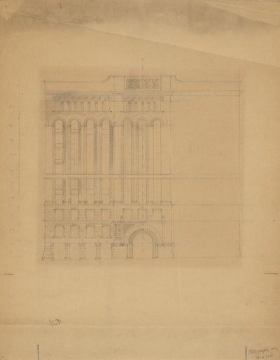 Mills Building, San Francisco, California, Design Sketch by Burnham and Root