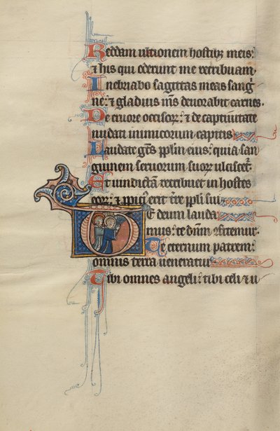 Initial T: Two Angels Kneeling in Prayer by Bute Master