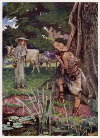 "Unto the town of Walsingham / The way is hard for to be gone" by Byam (after) Shaw