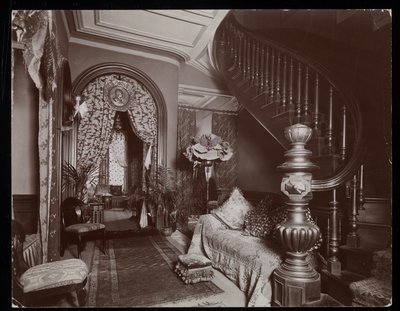 An ornate sitting room in the Blakely Hall residence at 11 West 45th Street, New York, 1896-98 by Byron Company