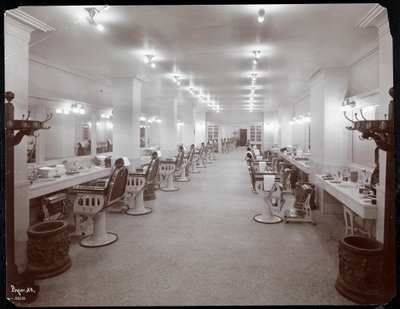 Barbershop at the Hotel Knickerbocker, 1906 by Byron Company