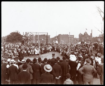 Crowd Watching a Polevaulter at the Hudson Bank Gymnasium and Playground, New York by Byron Company