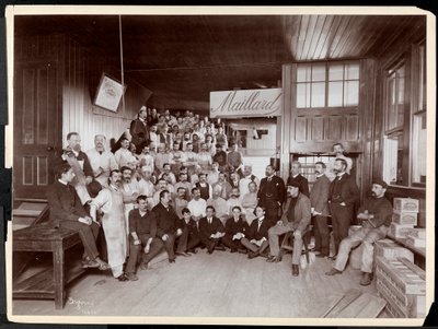 Group portrait of male employees, presumably with Mr. Maillard, at Maillard
