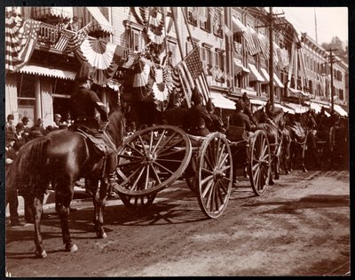 Horsepulled artillery on parade at Dobbs Ferry, New York by Byron Company
