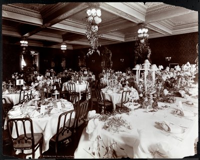 Tables set for the Electric Club