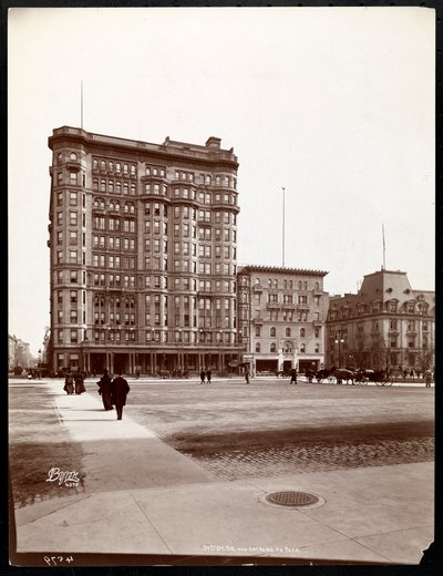 The Hotel Savoy at 59th Street and 5th Avenue, View from the Entrance to Central Park, New York, 1898 by Byron Company