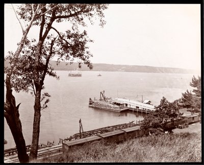 View northeast from Riverside Drive and Park towards the Hudson River, New York, c.1893 by Byron Company
