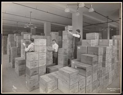 View of Men in the Shipping Room at Parke, Davis and Co., Chemists, Hudson and Vestry Streets, New York by Byron Company