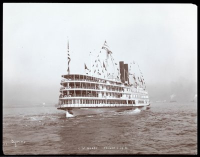 View of the steamship C.W. Morse, presumably on the Hudson River near West Point upon the visit of Prince Louis of Battenberg, 1905 by Byron Company