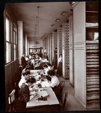 Women Working in a Filing Room, Under Male Supervision, at the Metropolitan Life Insurance Co. at 23rd Street and Madison Avenue, New York by Byron Company