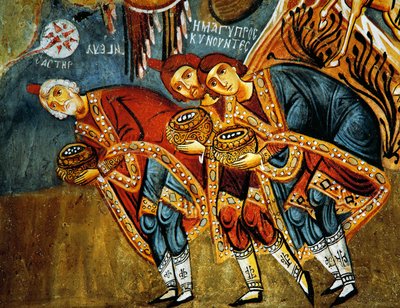 Adoration of Magi, Karanlik Kilise (Dark Church), Goreme (12th-13th century) by Byzantine