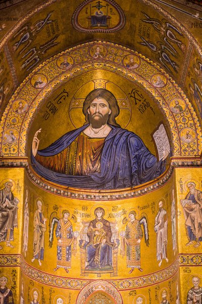 Image of Jesus, Santa Maria Nuova Cathedral, Monreale, Sicily, Italy by Byzantine