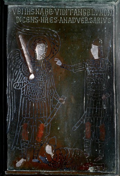 Josue meets a bronze door tile angel made in Constantinople in 1076. Monte Sant 