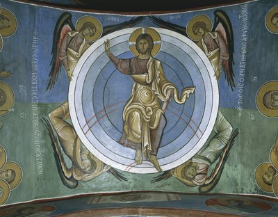 Paintings of Jesus Christ with angels, Panagia Too Araka, Lagoudera, Cyprus by Byzantine