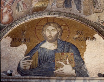 Representation of Christ pantocrator (Mosaic of 1310-1320) by Byzantine