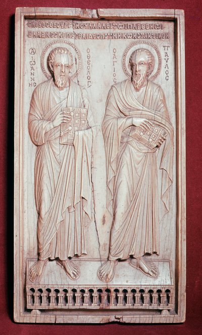 St Peter and St Paul (Ivory diptych element) by Byzantine