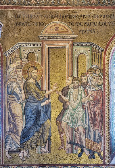 The Miracle of the Healing of the Possessed, Byzantine Mosaic, Episodes from the Life of Christ, XII-XIII Centuries by Byzantine