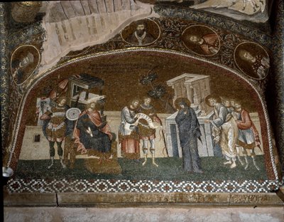 The census, Mary and Joseph before Herod the Great (Mosaic of 1310-1320) by Byzantine
